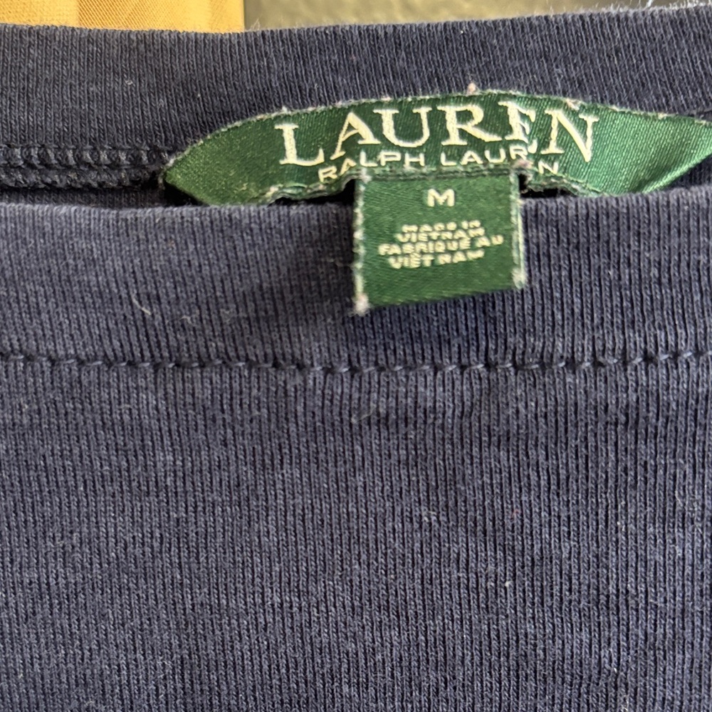 Lauren Ralph Lauren Navy Short Rolled Sleeve Tee - Picture 2 of 5